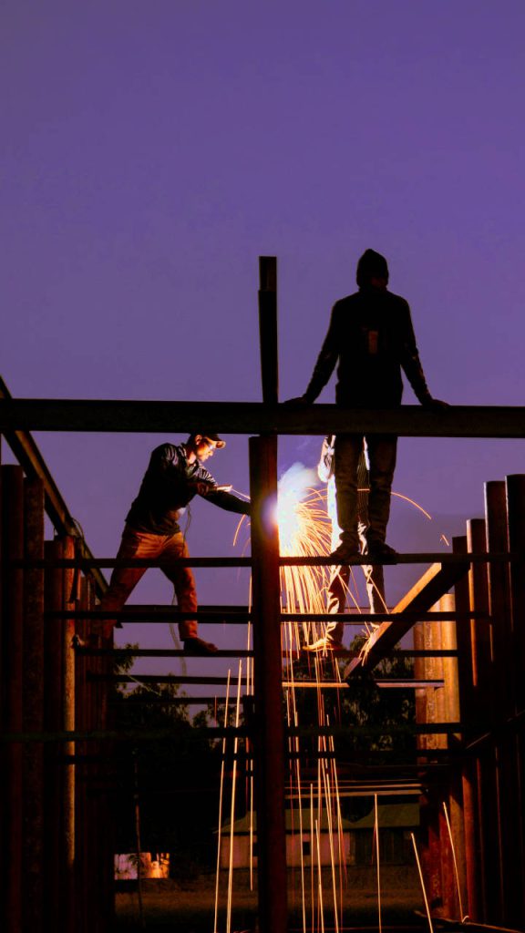 Workmen at a construction site