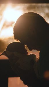 Father and baby silhouette
